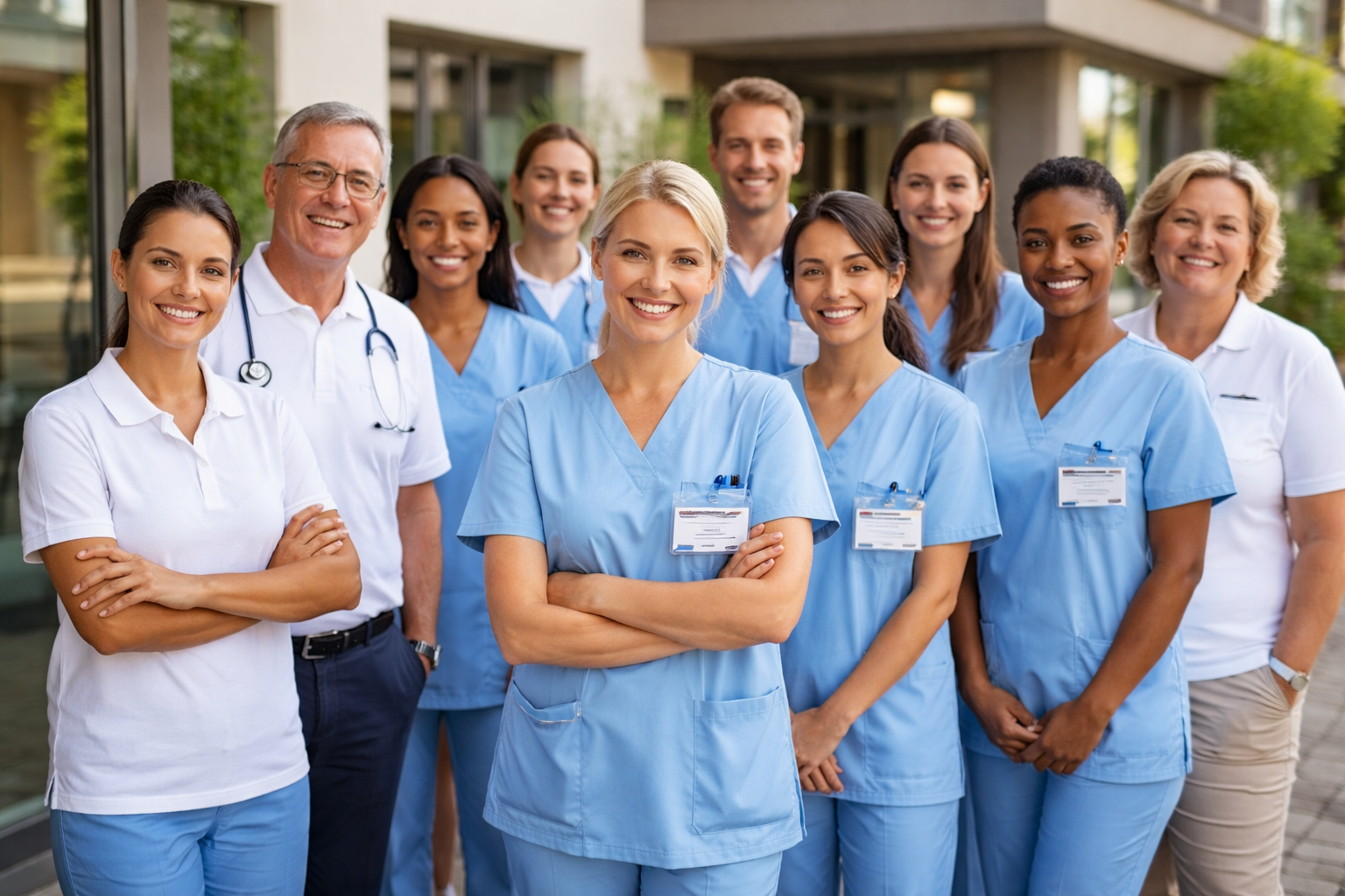 Gruppenfoto aller Mitarbeiter des Pflegedienstes